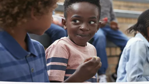 children talking and learning