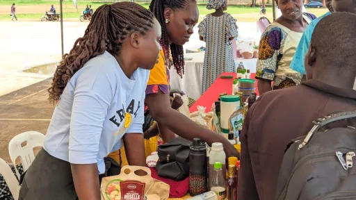 Women-led enterprises gain access to markets at the Northern Uganda Agricultural Trade Show with support from the WEEG-UWEP project. 